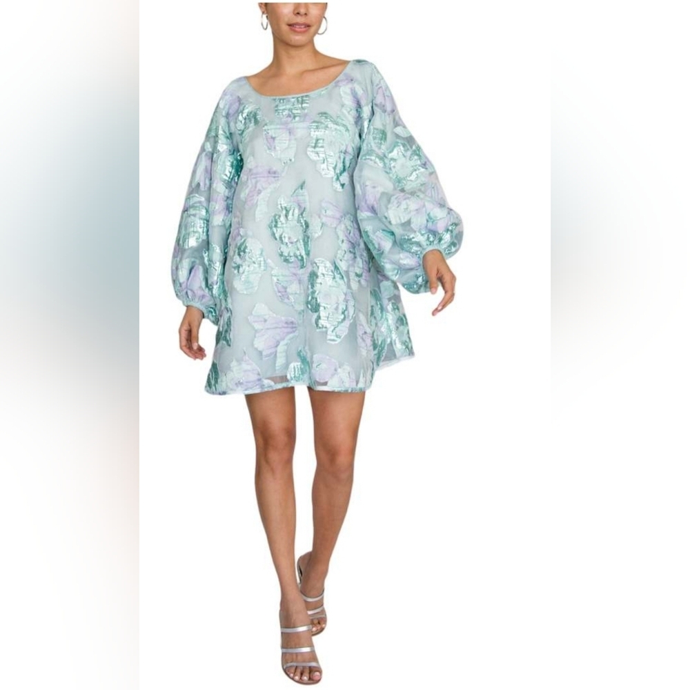 Floral Mini Dress in Blue and Green